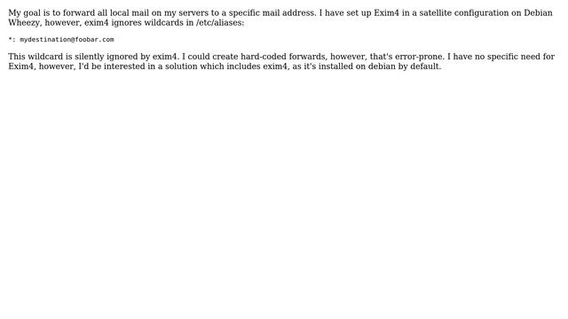 exim4 on Debian: Forward all local mail смотреть онлайн