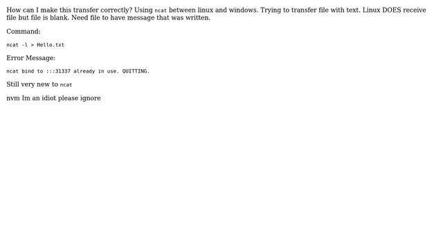 Unix & Linux: Linux and Windows machine ncat issues смотреть онлайн