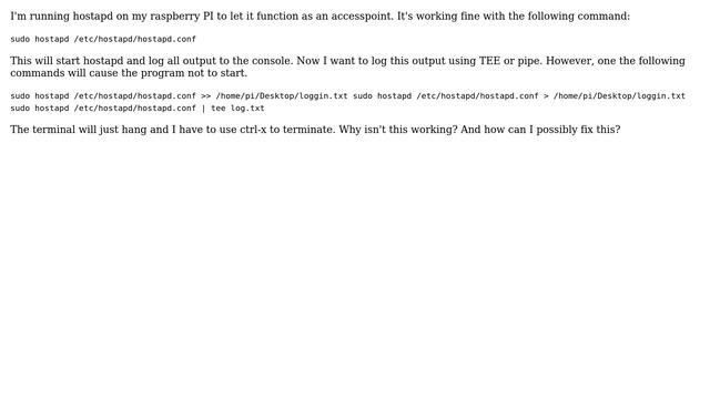 Unix & Linux: Using tee or pipe to log console output will cause my program not to start смотреть онлайн