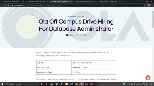 Off-campus Jobs | Amazon ,Honeywell ,Paytm Money , Ola Jobs| Earn Up 15 Lakhs/ Year