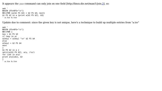 Unix & Linux: gawk join two TSV by columns (a'la sql join) (4 Solutions!!) смотреть онлайн