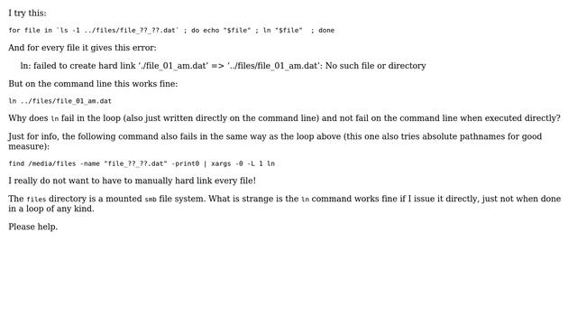 Ubuntu: ln works on command line but not in script смотреть онлайн