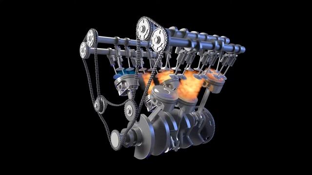 Animated V6 Engine with Gasoline Ignition - 3D Animation смотреть онлайн