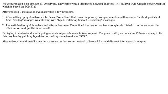 DevOps & SysAdmins: HP NC107i (BCM5723) on freebsd 9 смотреть онлайн