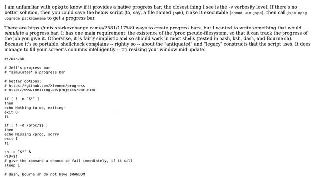 Unix & Linux: How to get the installation progress of opkg install? смотреть онлайн