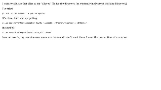Unix & Linux: How can I add an alias for my pwd to an existing file? смотреть онлайн