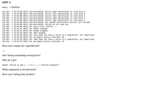Unix & Linux: mdadm RAID5 cannot be assembled смотреть онлайн