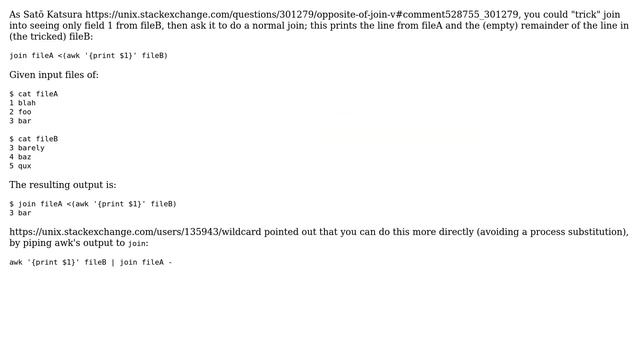 Unix & Linux: opposite of join -v? (2 Solutions!!) смотреть онлайн