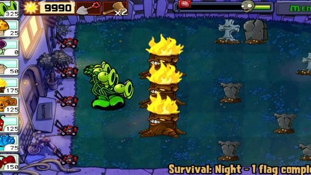 PvZ Hack (Android) - Survival Night - Threepeashooter Vs All out Zombie - Who will win? смотреть онлайн