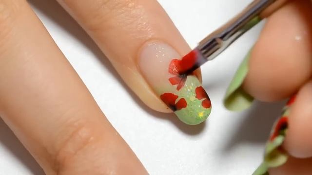 Easy Nail Art Poppy design One stroke смотреть онлайн