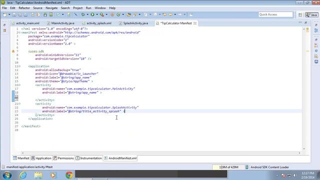 Android: Changing The Default Activity In AndroidManifest