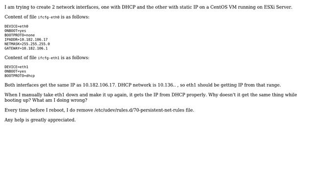 conflict in network interface configuration of CentOS 6.5 смотреть онлайн