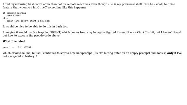 Unix & Linux: How can one override bash Ctrl+C to be more fish-like? смотреть онлайн