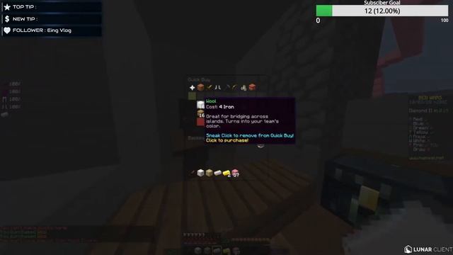 Lunar Client | Hypixel Bedwars смотреть онлайн