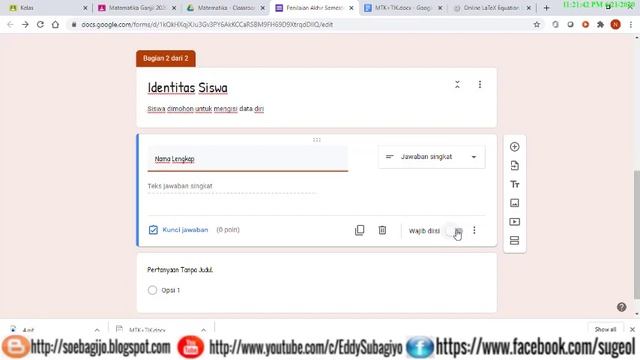 [G-Classrom #2]2020: Membuat Soal PG,Pilihan Banyak,Uraian,Latex(Rumus Matematika Di Google Form-1 смотреть онлайн