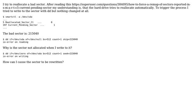 Reallocate bad sector [Linux] смотреть онлайн