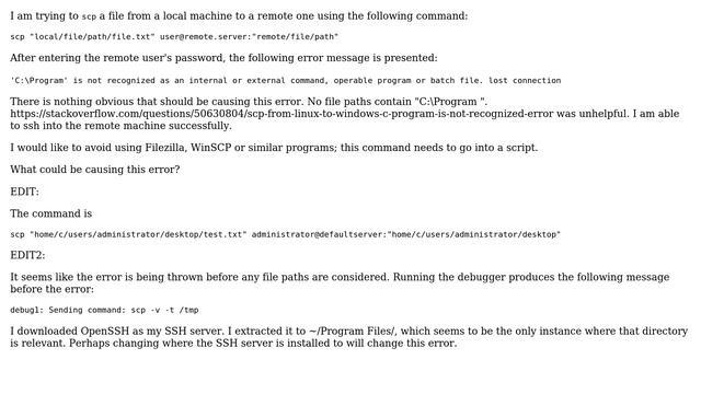scp causing "'C: Program' is not recognized as an internal..." смотреть онлайн