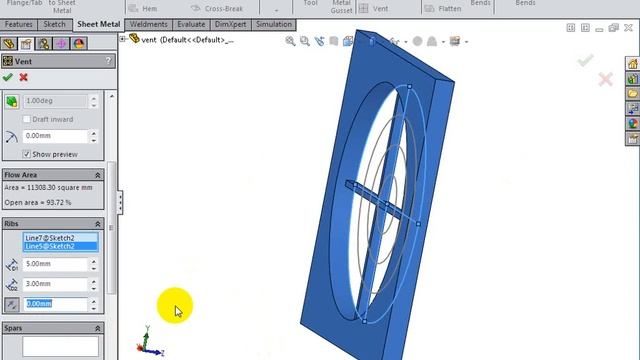 how apply VENT in solidworks 2014 смотреть онлайн