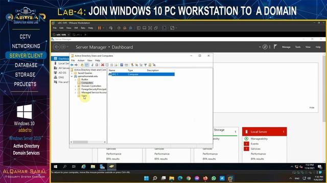 Server Lab - JOIN WINDOWS 10 PC TO A DOMAIN смотреть онлайн