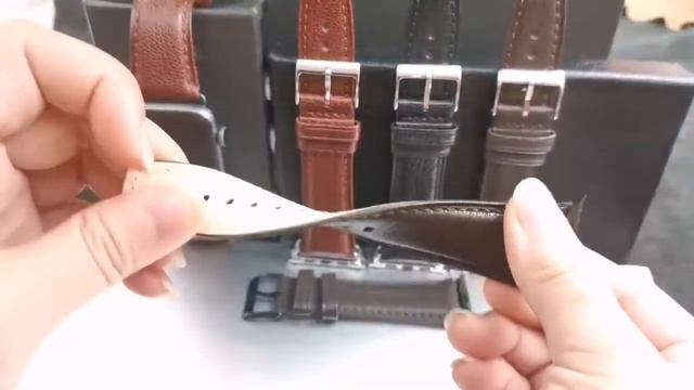 Light Brown, Leather 38mm / 40mm Apple Watch Band Strap, Mat Finish, White Stitching смотреть онлайн
