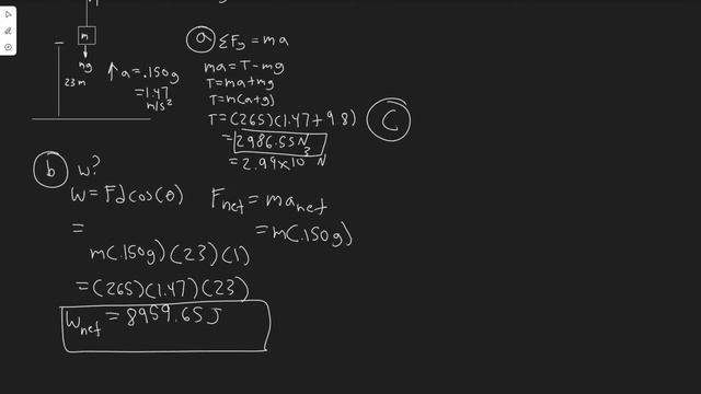 A 265-kg load is lifted 23.0 m vertically with an acceleration a = 0.150 g by a single cable. Deter смотреть онлайн