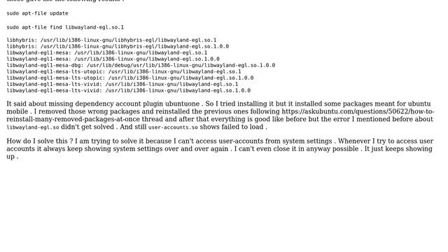 Ubuntu: How to fix missing libwayland-egl.so.1 and libuser-accounts.so in ubuntu 14.04.3 LTS? смотреть онлайн