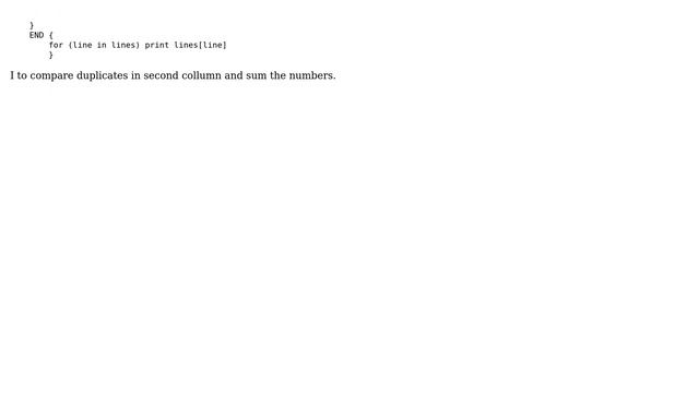 Unix & Linux: find duplicate in first, second columns and sum numbers in third column смотреть онлайн