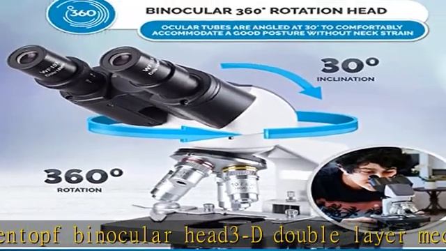 AmScope 40X-2500X LED Lab Binocular Compound Microscope With Double Layer Mechanical Stage + Book +