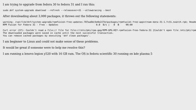 Unix & Linux: Upgrade fedora 30 to 31 смотреть онлайн