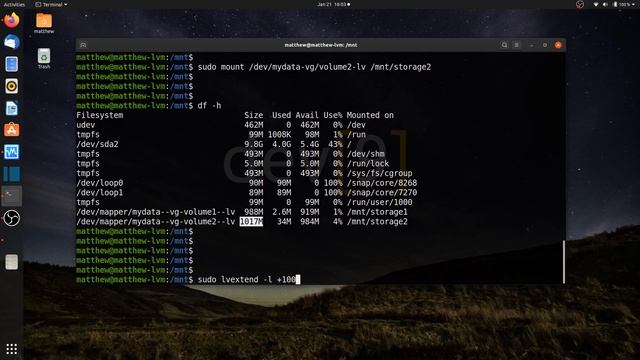 Expanding the filesystem of resized logical volumes смотреть онлайн