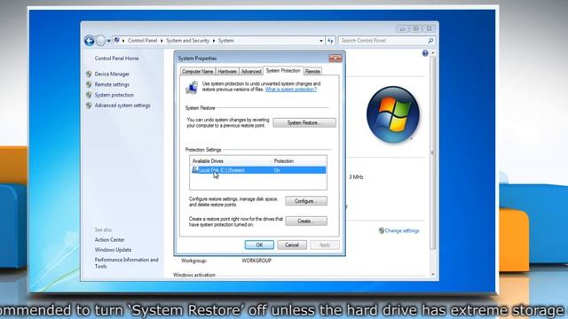 Windows® 7: How to turn off System Restore смотреть онлайн