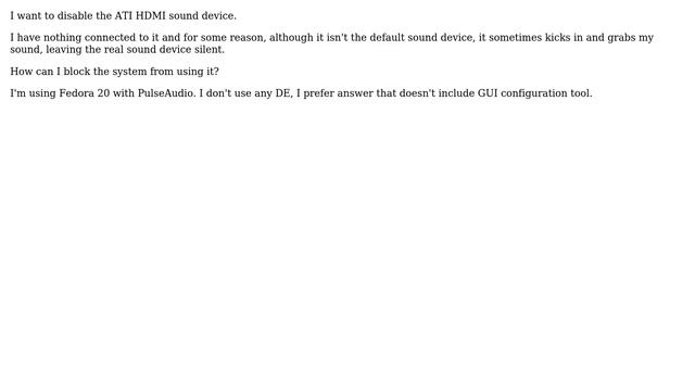 Unix & Linux: Disable ATI HDMI sound device - Fedora with PulseAudio смотреть онлайн