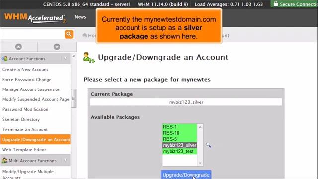 How to upgrade downgrade an account in WHM смотреть онлайн