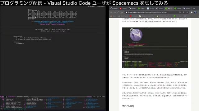 [テスト]プログラミング配信 - Spacemacs を試してみる