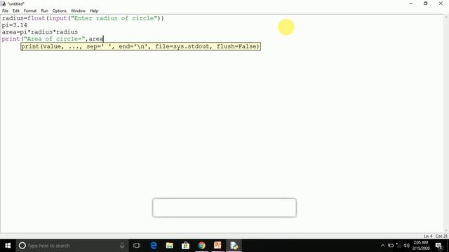 calculating Area of circle in Python смотреть онлайн
