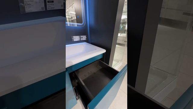 Тумба с раковиной «Cezares» Stylus 94 с 4 ящиками (2 скрытых) (95/49) подвесная Blu Petrolio смотреть онлайн