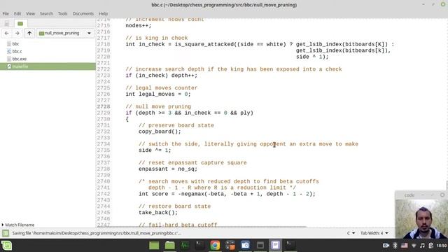 63-Bitboard CHESS ENGINE in C applying NULL MOVE PRUNING смотреть онлайн