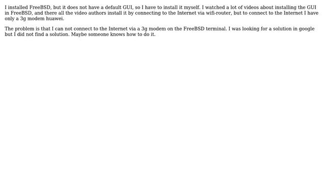 How to connect to the Internet via 3g modem in the FreeBSD terminal? смотреть онлайн