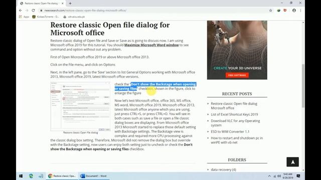 Restore classic Open file dialog Microsoft office смотреть онлайн