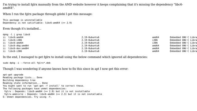 Ubuntu: libc6-amd64 dependency problem смотреть онлайн