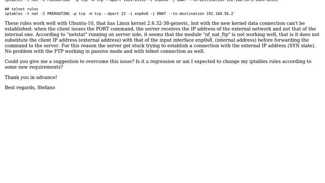 iptables/netfilter: "nf_nat_ftp" is not working well with recent Linux kernels смотреть онлайн