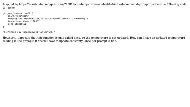 Unix & Linux: How to display CPU temperature in bash prompt? смотреть онлайн