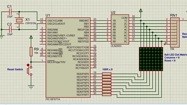 How to Move Text on 8X8 LED Dot Matrix Display with PIC16F877A - PIC C Compiler смотреть онлайн