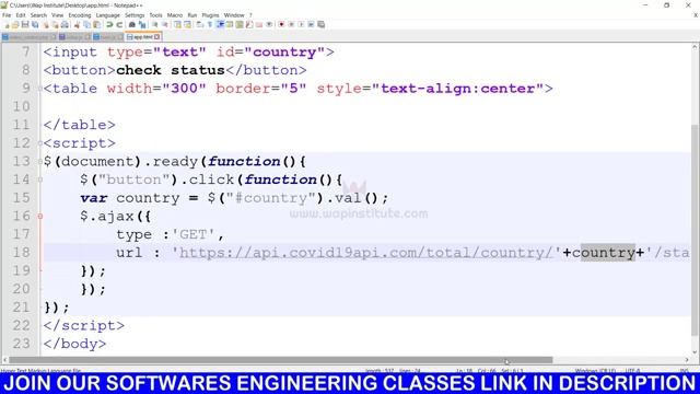 Coronavirus Api | Covid 19 Api Tutorial Hosted By Wap Institute Powered By Sweetus Media Er Saurav