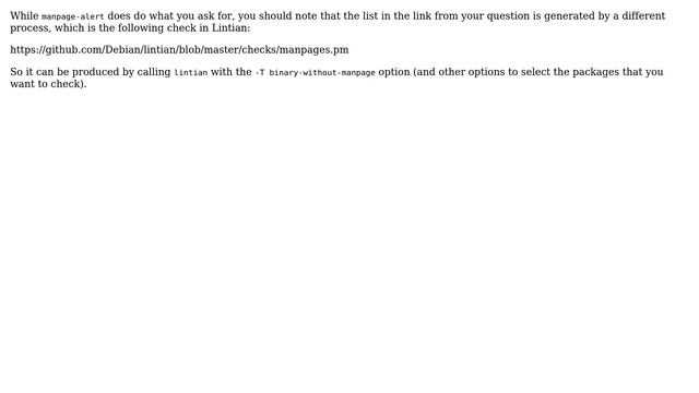 Unix & Linux: Is there a way to find installed binary packages which don't have manpages? смотреть онлайн