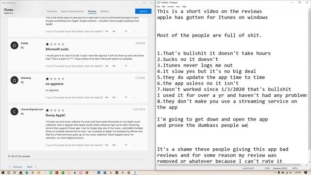 Horrible reviews on microsoft store about Itunes. смотреть онлайн