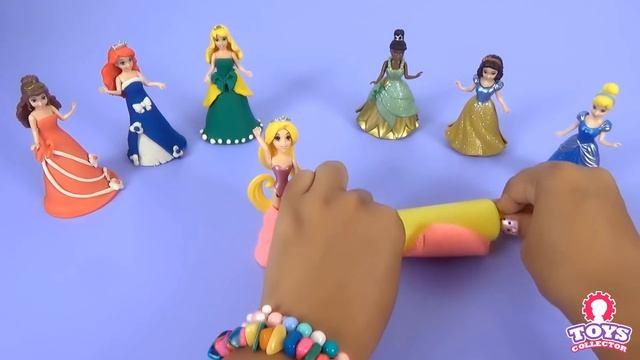 Play Doh Design-A-Dress For 7 Disney Princess MagiClip Dolls using Play-Dough смотреть онлайн