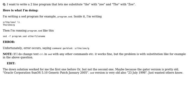 Unix & Linux: Can't do substitution in a sed program смотреть онлайн