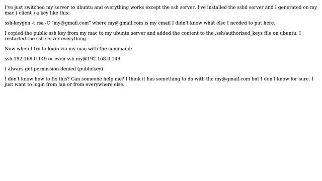 Unix & Linux: Adding ssh public key from os x to ubuntu doesn't work смотреть онлайн
