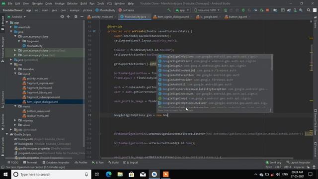 Youtube Clone - SignIn with Google | Firebase authentication | android studio tutorials in telugu смотреть онлайн